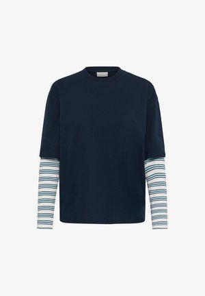 Kaffe, KALOREN T-SHIRT - Top s dlhým rukávom - midnight blue stripe