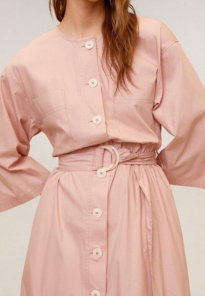 mango pink shirt dress Mango Women's Bow Shirt Dress