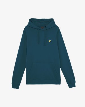 Puha anyagból készült zöldesszürke kapucnis pulóver kenguruzsebbel, húzózsinóros kapucnival és egy kis sárga logóval a mellkason. Bordázott mandzsettákkal rendelkezik.