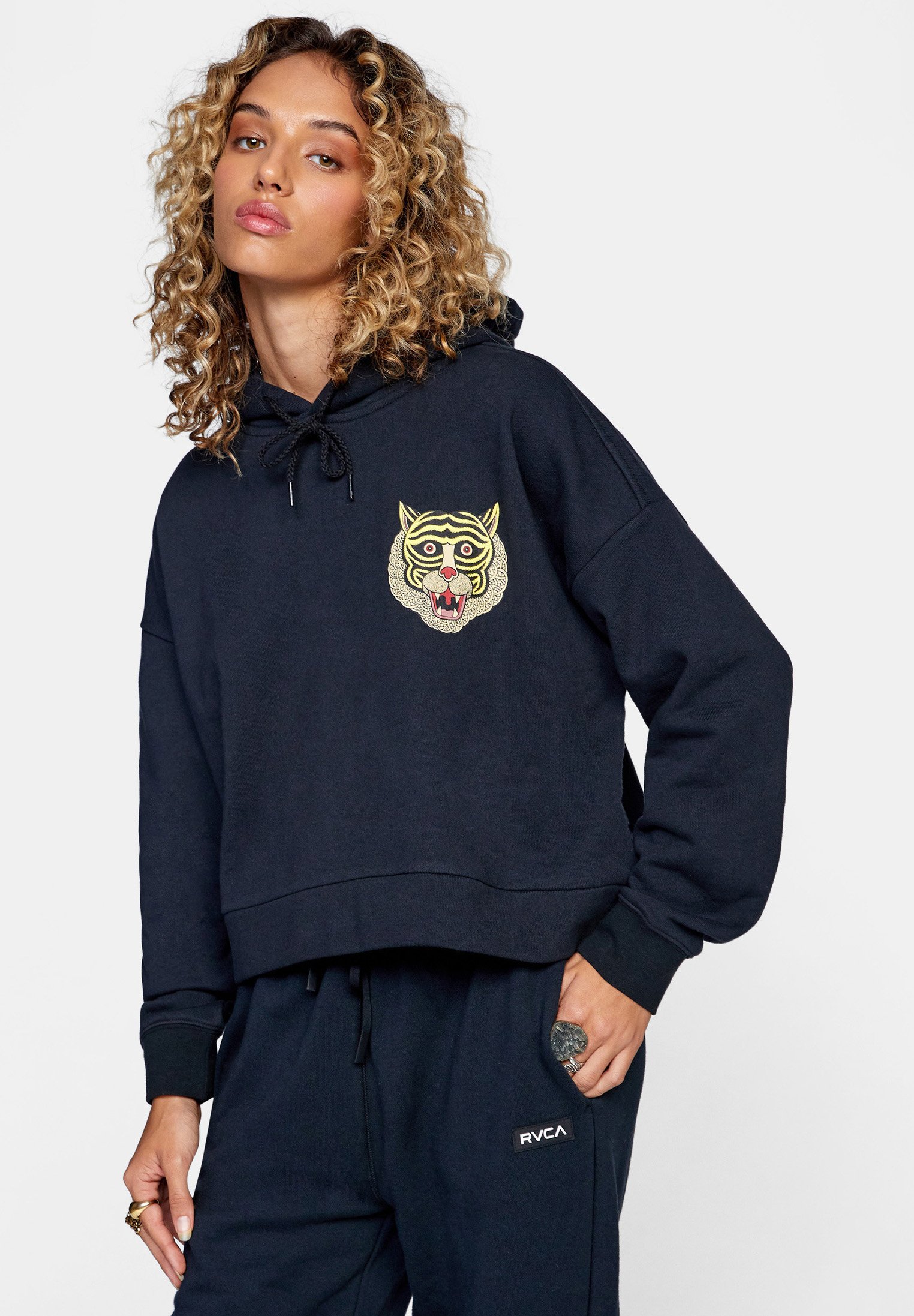 RVCA MATTY LEINES TIGER FACE FORCE - Hoodie - true black/light blue -  Zalando.de