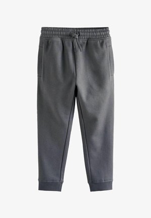 Grå bomulds sweatpants med elastisk talje og justerbar snor. Har sidelommer og tapered manchetter ved anklerne.