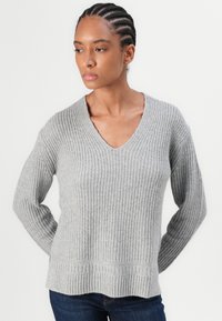 TOM TAILOR V NECK PULLOVER - Pulover - medium silver grey
