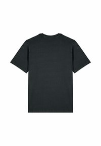 T-shirt en coton noir, à manches courtes, col rond, ourlet droit. Texture lisse, sans graphiques ni motifs, design simple.