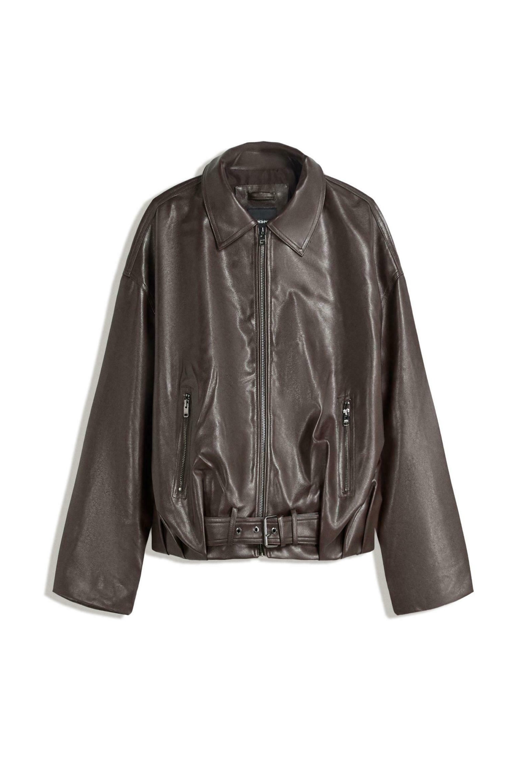 Belted Faux Leather Jacket