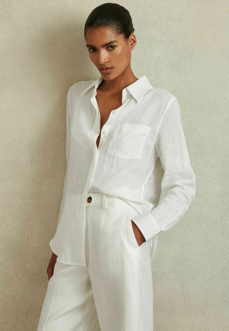 Reiss CAMPBELL LONG SLEEVE - Užsagstoma palaidinė - white