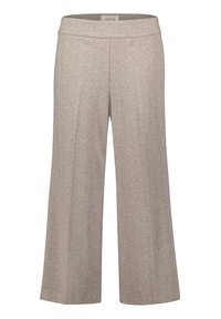 Beige leveletròyehmed benä herringbone-kuori, joka sisältää litteän vyötärön ja muotoiltua istuvuutta, jolla on sileä viimeistely.