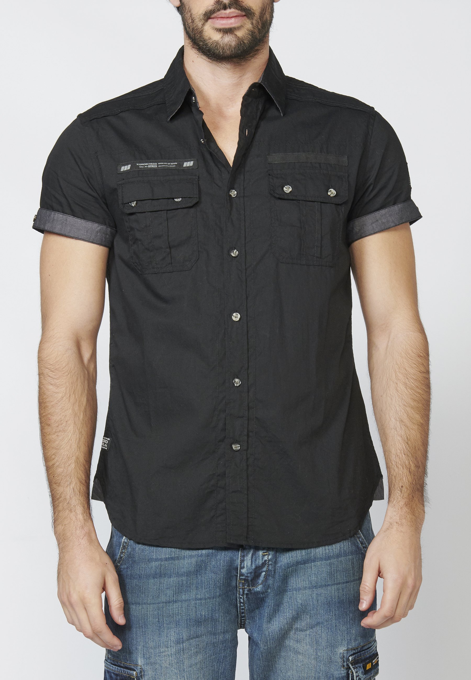 Koroshi MANGA CORTA - Camisa - black/negro - Zalando.es