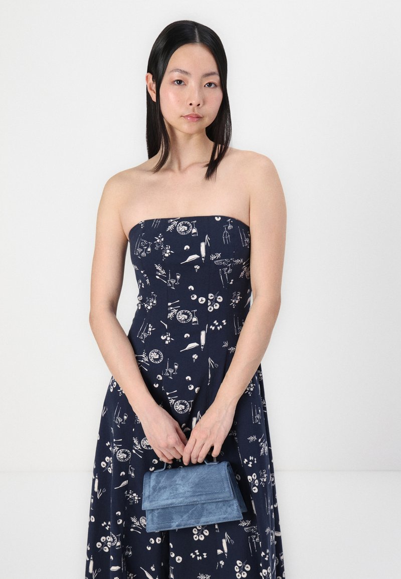 Abercrombie & Fitch CHASE STRAPLESS MIDI DRESS - Day dress - dark blue/red  - Zalando.co.uk