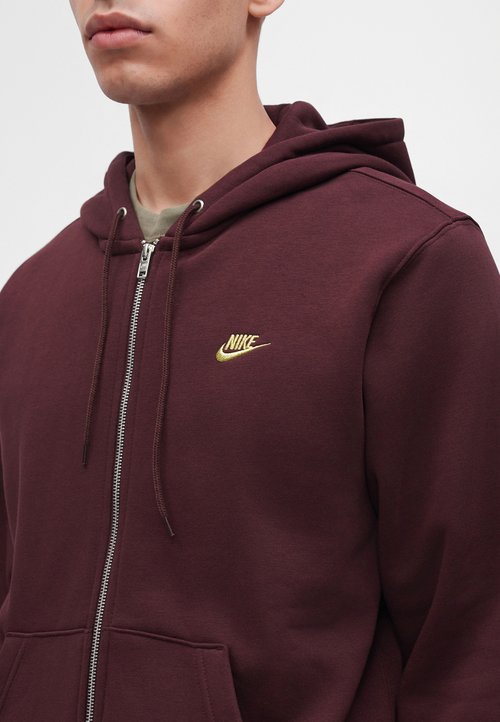 Nike M NK CLUB BB FZ HOODIE - Sudadera con cremallera - burgundy crush/metallic gold-coloured — photo 6