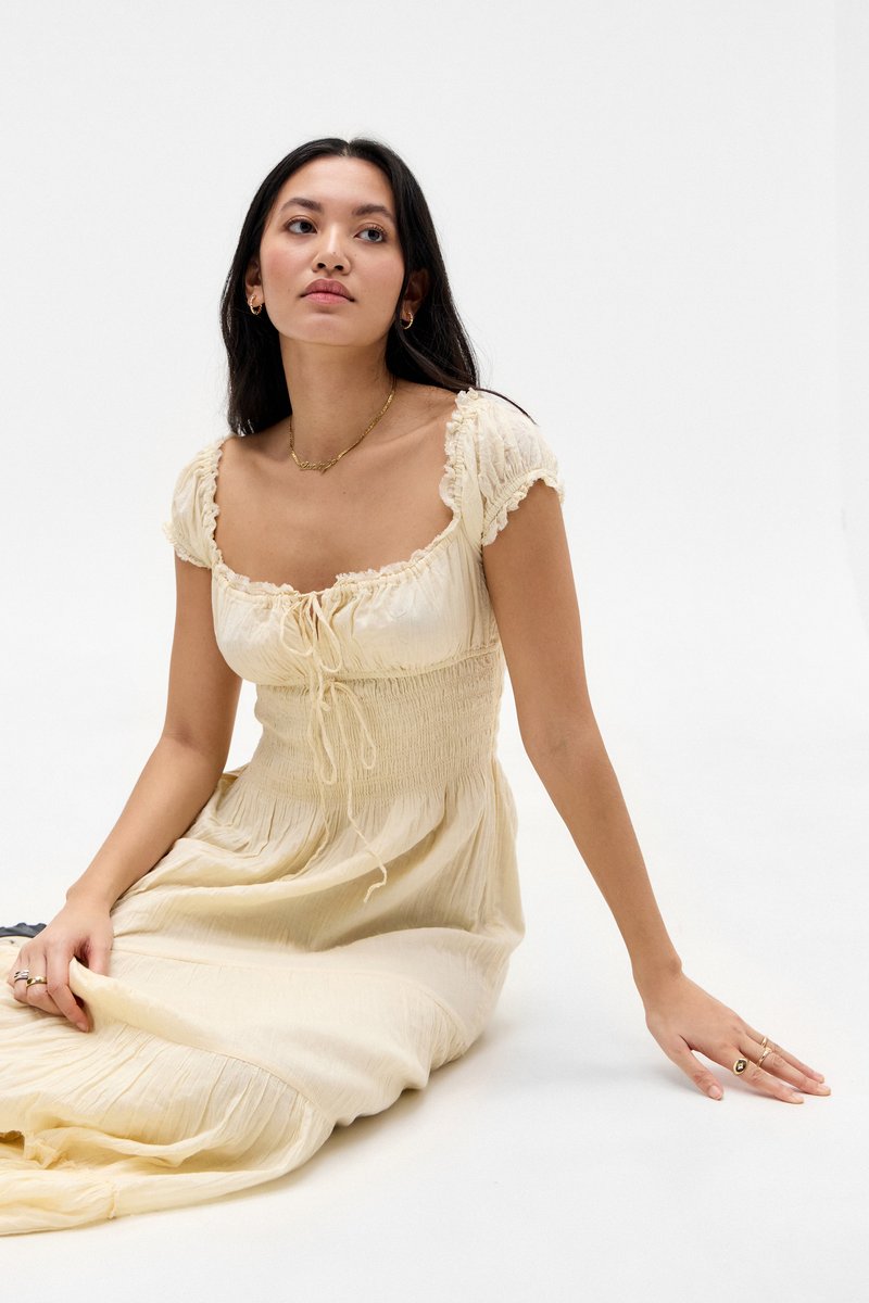 white christmas dresses Urban Outfitters Cream Ruffled Mini Dress (SzS) – The Thrifty Hippy