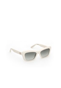 White square sunglasses with gradient grey lenses, matte finish, and subtle branding on the temples. Rectangular frame with wide arms.
