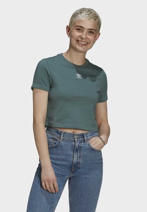 adidas Originals ADICOLOR CLASSICS ROLL-UP SLEEVE CROP-TOP - T-shirts basic - green