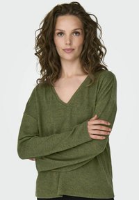 JDY V-AUSSCHNITT - Strickpullover - winter moss