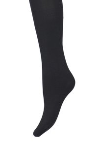 Sorte strømpebukser med en glat, uigennemsigtig tekstur. Har en rund tå og et sømløst design. Stoffet giver en tætsiddende pasform uden dekorationer.