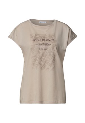 Street One, DROPPED SHOULDER SHIRT MIT ARTWORK - Camiseta estampada - clay sand