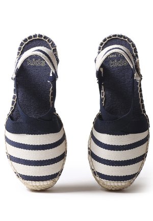 EDITA  - Sandalen met sleehak - ecru navy stripe