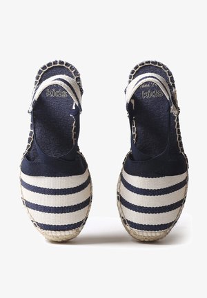 EDITA  - Wedge sandals - ecru navy stripe