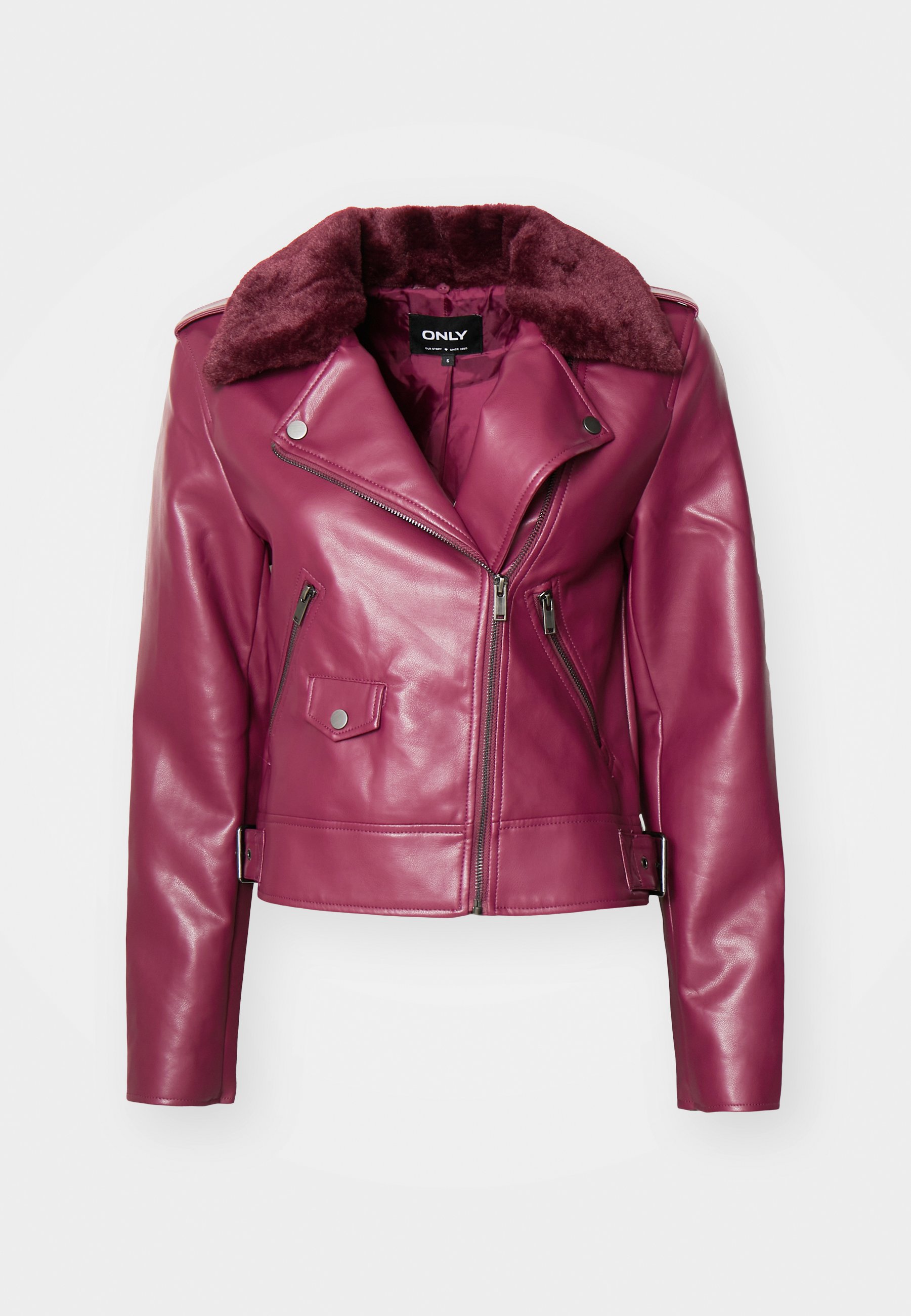 ONLY ONLVILHELMA BIKER - Faux leather jacket - burgundy/bordeaux