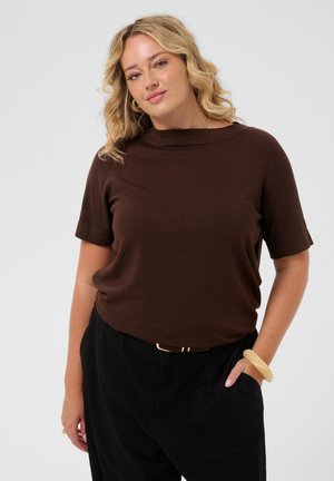 Kaffe Curve, KCLIZZY BOATNECK PULLOVER - T-shirt basic - coffee bean