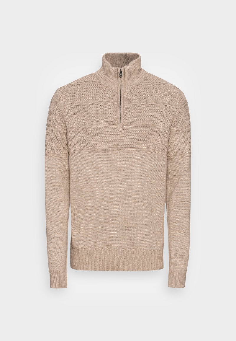 Jack & Jones PREMIUM JPRBLUJERRY HALF ZIP Pullover oatmeal melange