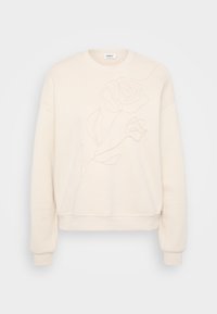 Κρέμα φούτερ με χαλαρή εφαρμογή, που διαθέτει τονικά κεντημένα ρόδια στο μπροστινό μέρος, ριγέ μανσέτες και στρίφωμα για πρόσθετη υφή.