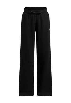 Zwarte loszittende trainingsbroek met elastische tailleband en trekkoord, met een klein wit Under Armour-logo op de rechterdij.