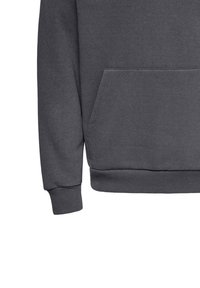 Mörkgrå sweatshirt med framficka, ribbade ärmslut och nederkant. Tillverkad av mjukt, strukturerat tyg. Har en avslappnad passform.