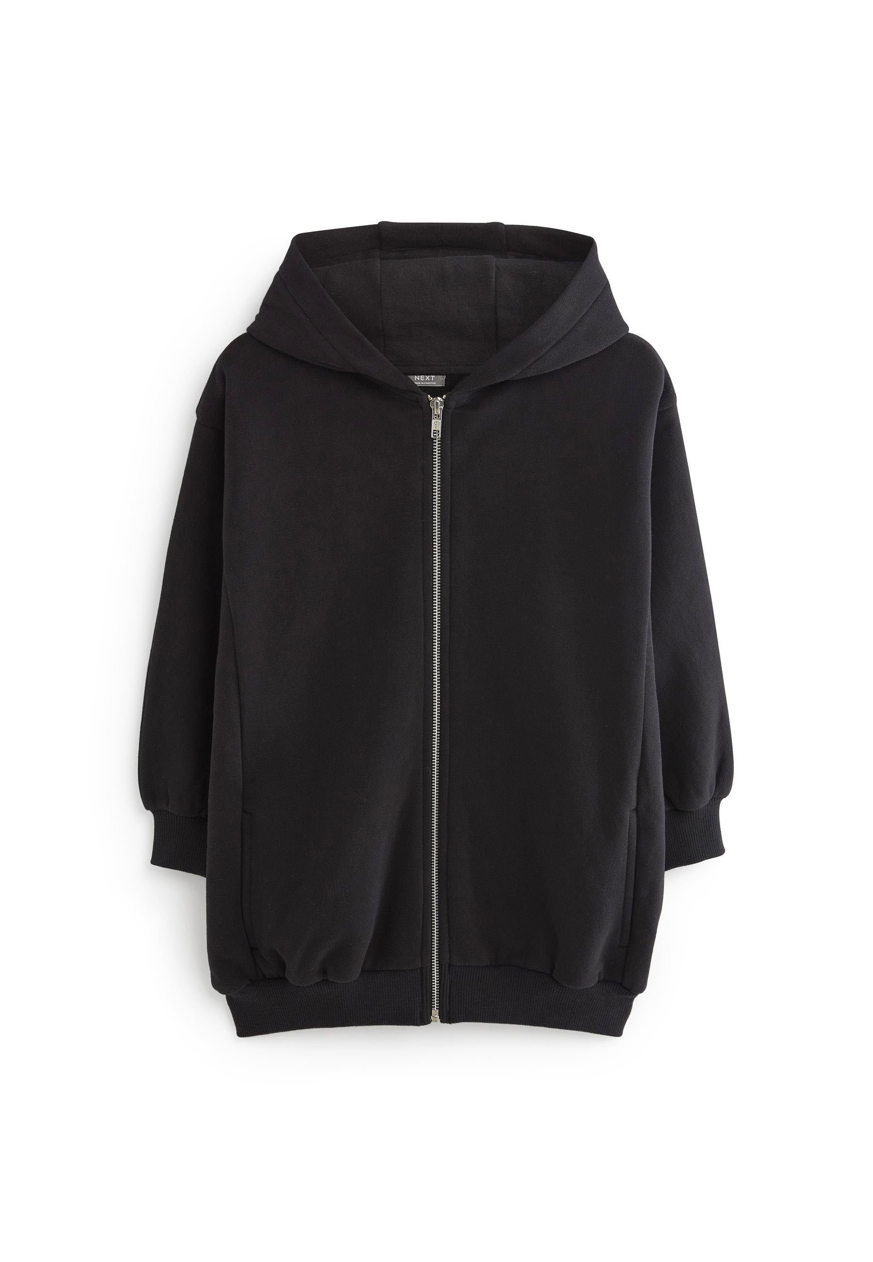 Zalando Schwarzer Zip Hoodie Next THROUGH HOODIE LONG LINE