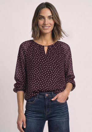 Street One, LONG-SLEEVED ROUND-NECK BLOUSE WITH CUTOUT - Blouse - berry plum