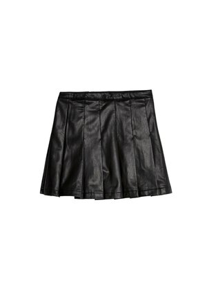 FAUX LEATHER PLEATED MINI - Tulpankjol - black