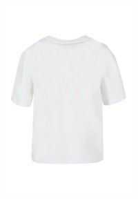 Hvit bomulls t-skjorte med korte ermer, rund hals og et enkelt, udekorerte design. Myk tekstur og avslappet passform.