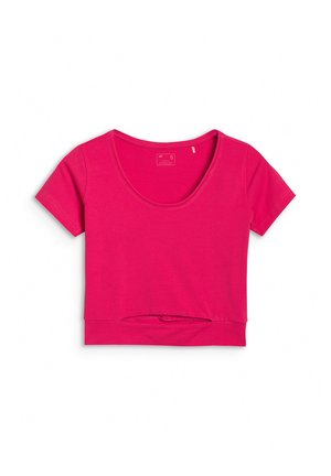 4F, 4F T-SHIRT CROP TOP GŁADKI DAMSKI - BIAŁY L - T-Shirt print - pink