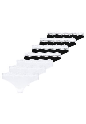 CANDY 7 PACK THONG - COTTON/ LACE - Perizoma - white/black