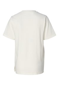 Bomulds T-shirt i off-white med afslappet pasform, korte ærmer, rund halsudskæring og sideslids for nem bevægelse.