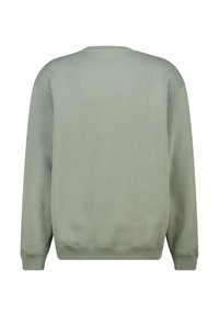 Groene sweatshirt van zacht materiaal, met een ronde hals, lange mouwen en geribbelde boorden en onderrand. Geen zichtbare patronen of accenten.