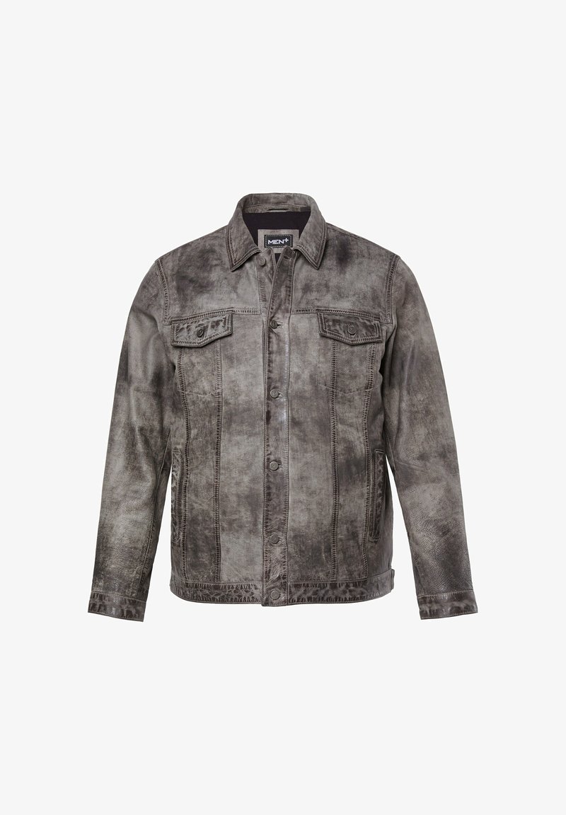 Men Plus BESTES Lederjacke dark grey/dunkelgrau - Main Image