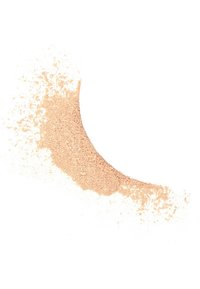 Cipria libera cosmetica in una calda tonalità beige chiaro, con una consistenza fine e opaca, parzialmente sparsa in una forma curva.