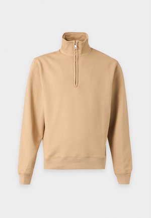 sandro, HALF ZIP SWEATER - Sweatshirt - cappucino