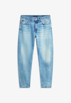 Lyseblå denimjeans med en afslappet pasform, der har knaplukning, fem lommer og diskret falmning på stoffet.