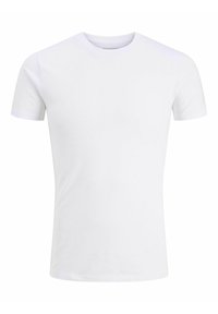 T-shirt en coton blanc avec un col rond, des manches courtes et une coupe classique. Texture lisse, sans motifs ni accents visibles.