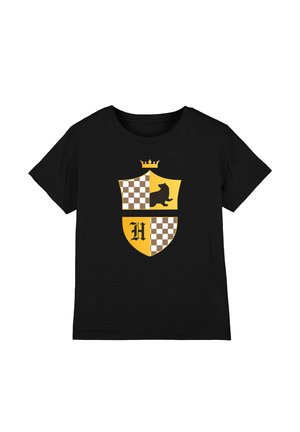 Cotton Soul, HARRY POTTER HUFFLEPUFF CHECKERED SHIELD CREST UNISEX - Print T-shirt - black