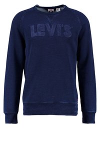 Sudadera Levi's de color azul marino con un logo texturizado en el frente, cuello redondo y puños y dobladillo acanalados. Fabricada en un tejido suave, de diseño informal.