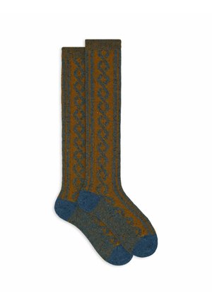 Gallo LONG AND WITH CABLE MOTIF - Socken - denim