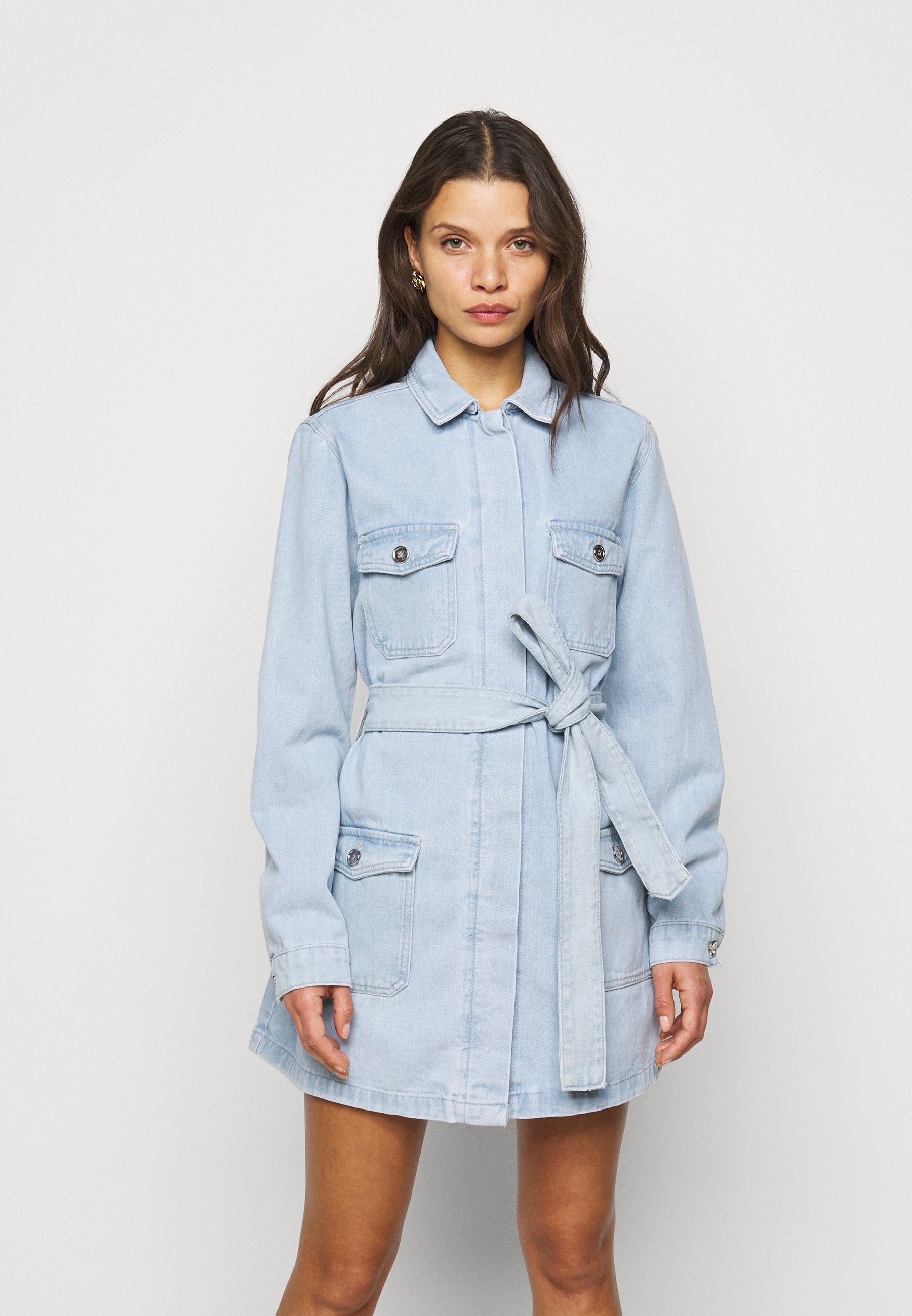 red and blue midi dress