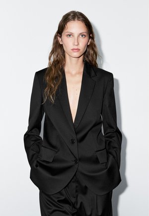 Massimo Dutti EXTRA-FINE PLEATED - Pantalon classique - black