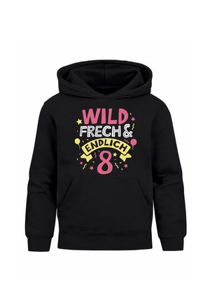 SPRUCH WILD UND FRECH  - Hoodie - 8 jahre schwarz