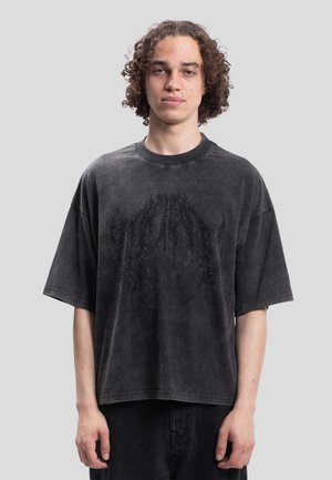 FAVELA RHINESTONE DEATH METAL TSHIRT - T-shirts print - black washed