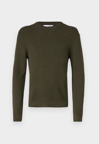 SLHTHEO  STRUCTURE CREW NECK - Stickad tröja - forest night