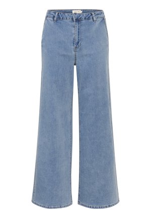 Jeans a gamba larga in denim blu chiaro. Presentano un classico design a cinque tasche, passanti per cintura e cuciture sottili. Finitura a taglio vivo alle caviglie.