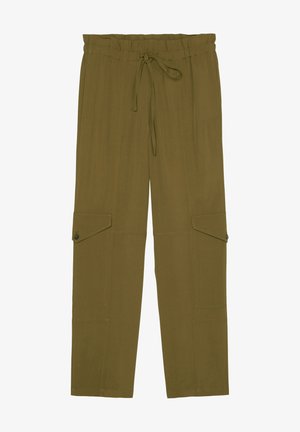 Marc O'Polo PANTS, FLUENT UTILITY STYLE, STRAIGHT LEG, PATCH POCKETS, ELASTIC WAIST - Nohavice - forest floor
